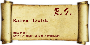 Rainer Izolda névjegykártya